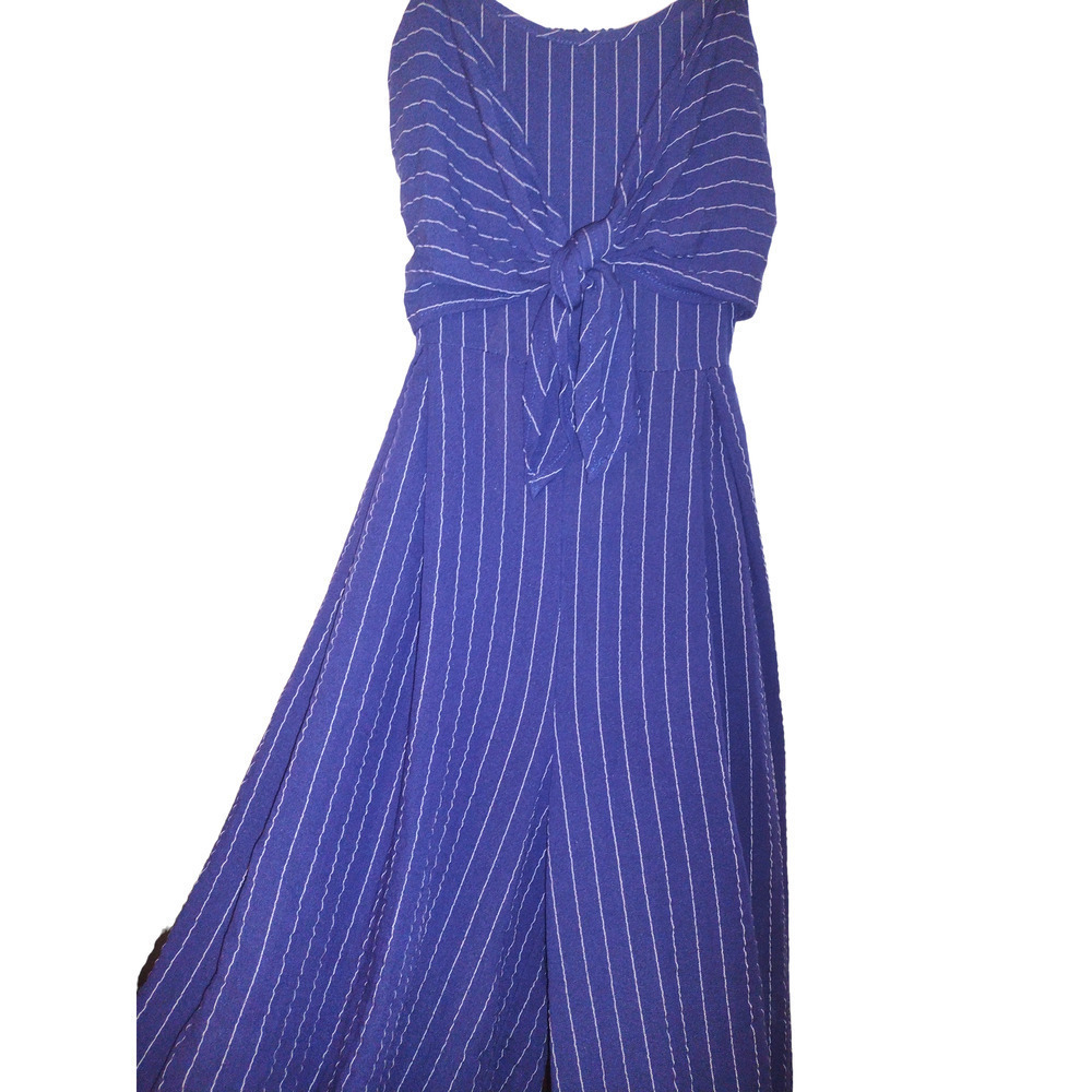 #12 LARGE WIDE LEG JUMPSUIT STRIPE FLORAL BLACK WHITE ADJ STRAP